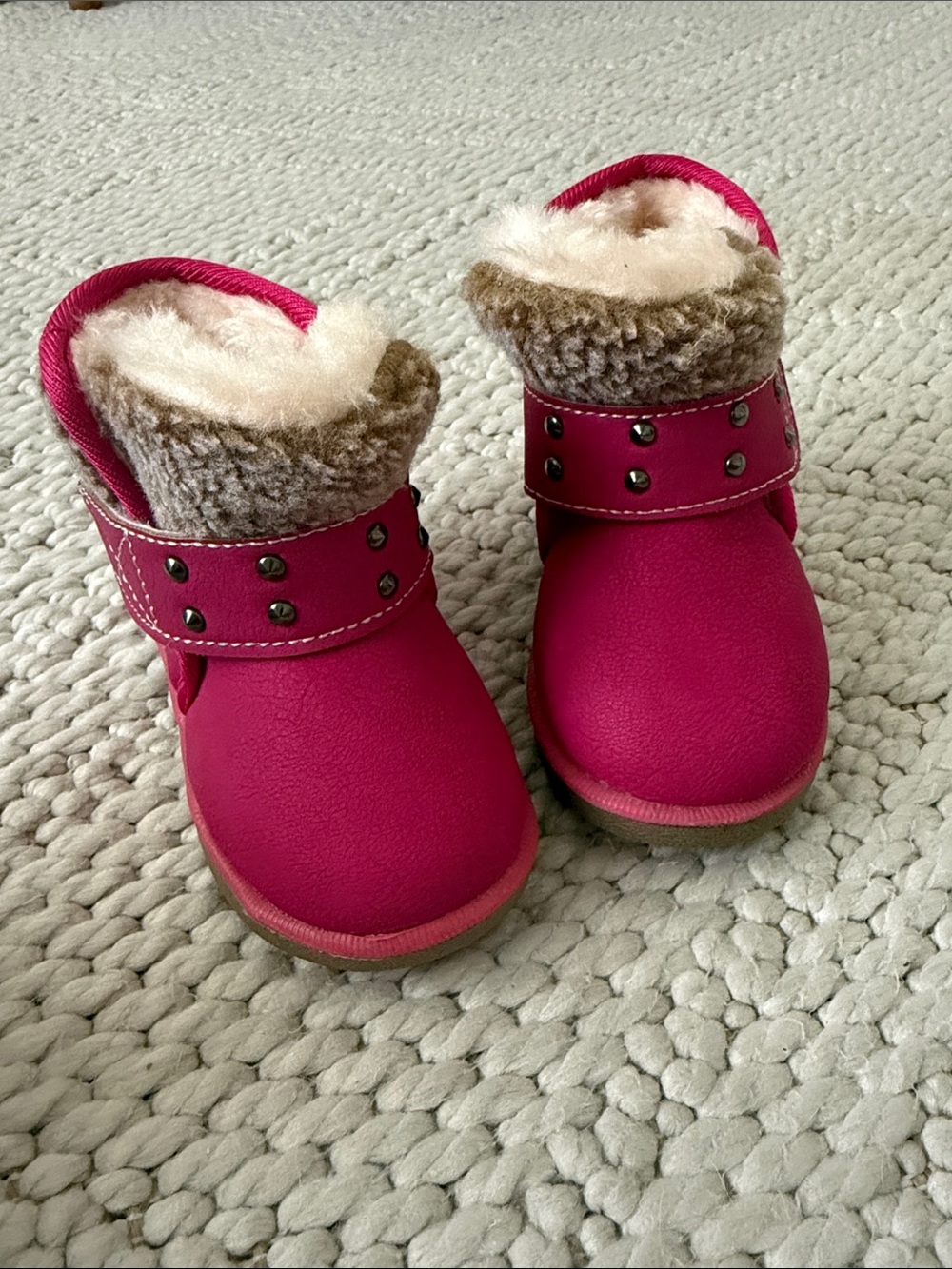Toddler Girls' Hot Pink Faux Fur Lined Boots